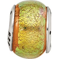 Sterling Silver Reflections Yellow Dichroic Glass Bead view 4