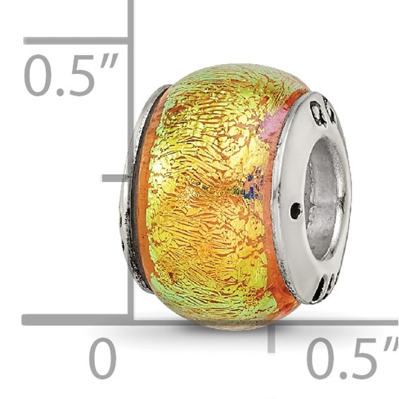 Sterling Silver Reflections Yellow Dichroic Glass Bead