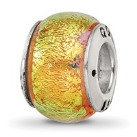 Sterling Silver Reflections Yellow Dichroic Glass Bead view 1