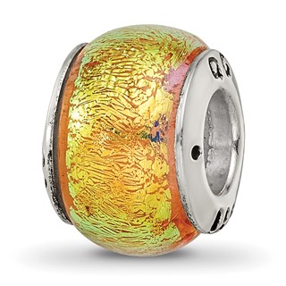 Sterling Silver Reflections Yellow Dichroic Glass Bead