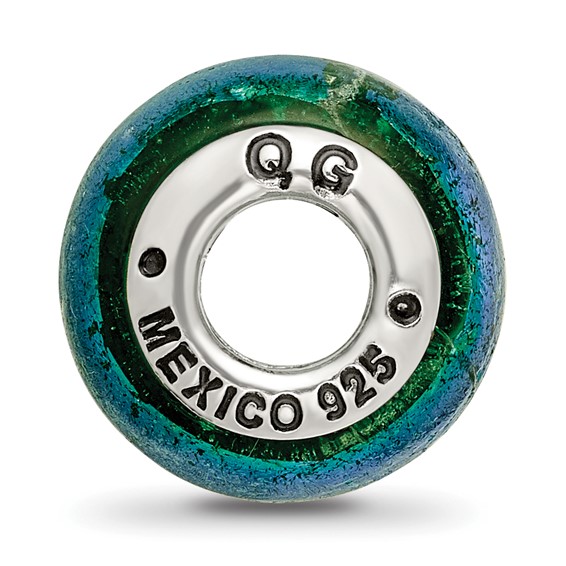 Sterling Silver Reflections Green Dichroic Glass Bead