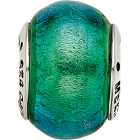 Sterling Silver Reflections Green Dichroic Glass Bead view 4
