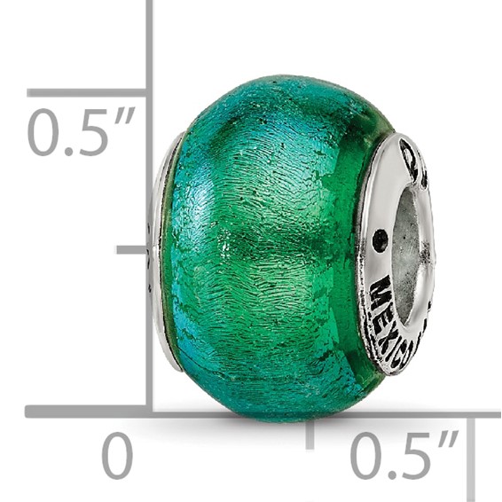 Sterling Silver Reflections Green Dichroic Glass Bead