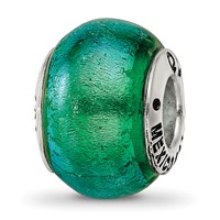 Sterling Silver Reflections Green Dichroic Glass Bead view 1