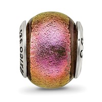 Sterling Silver Reflections Pink Dichroic Glass Bead view 3