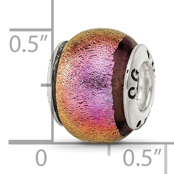Sterling Silver Reflections Pink Dichroic Glass Bead