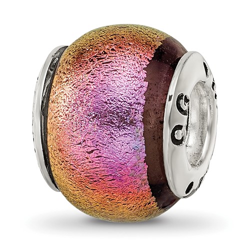 Sterling Silver Reflections Pink Dichroic Glass Bead