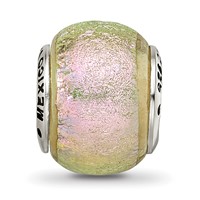 Sterling Silver Reflections Pink Dichroic Glass Bead view 3