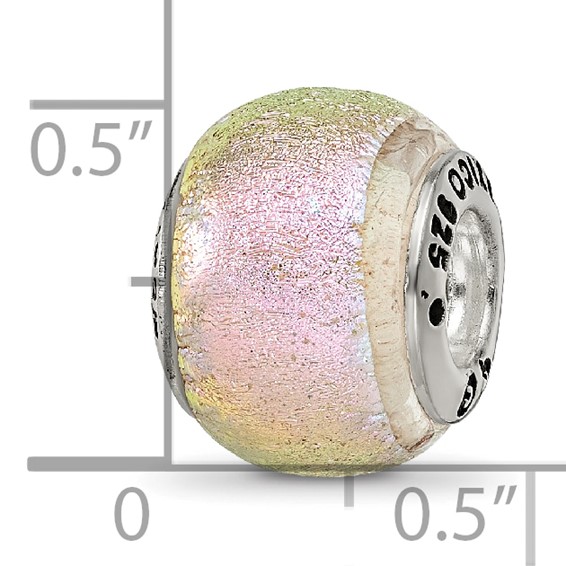 Sterling Silver Reflections Pink Dichroic Glass Bead