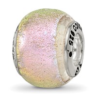 Sterling Silver Reflections Pink Dichroic Glass Bead view 1