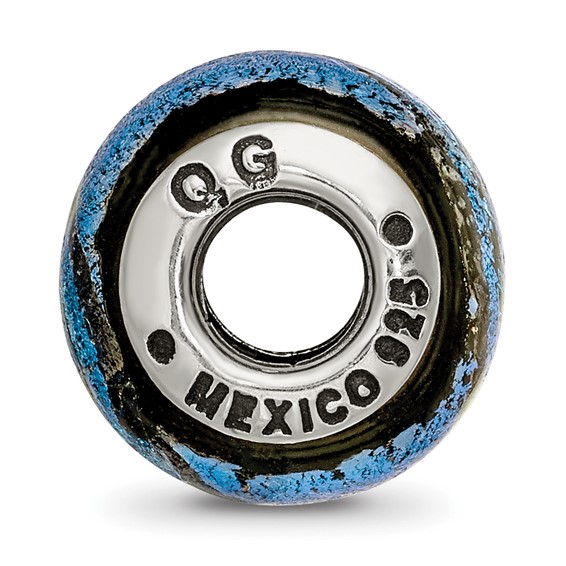 Sterling Silver Reflections Blue Dichroic Glass Bead