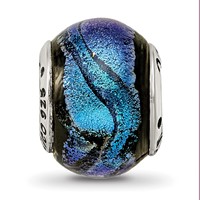 Sterling Silver Reflections Blue Dichroic Glass Bead view 3