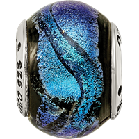 Sterling Silver Reflections Blue Dichroic Glass Bead view 4