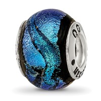 Sterling Silver Reflections Blue Dichroic Glass Bead view 1