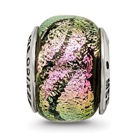 Sterling Silver Reflections Pink Dichroic Glass Bead view 3