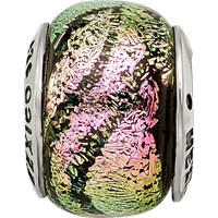 Sterling Silver Reflections Pink Dichroic Glass Bead view 4