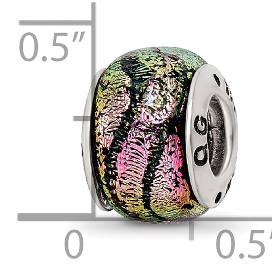 Sterling Silver Reflections Pink Dichroic Glass Bead
