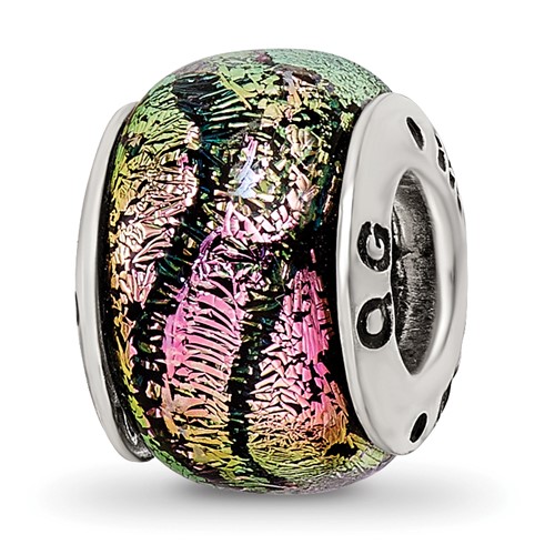 Sterling Silver Reflections Pink Dichroic Glass Bead