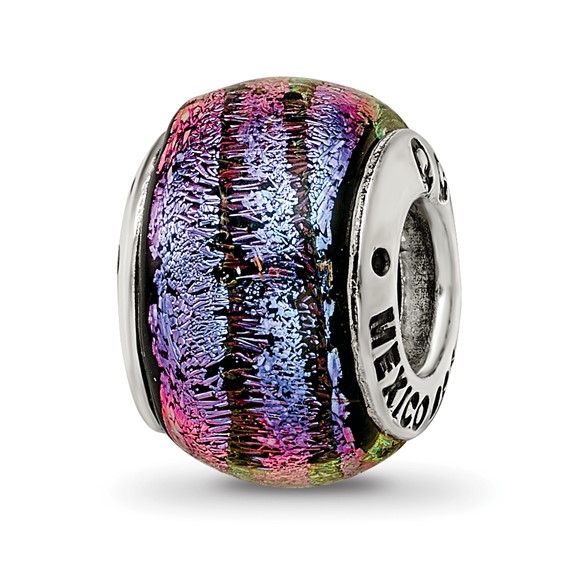 Sterling Silver Reflections Purple Dichroic Glass Bead