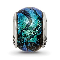 Sterling Silver Reflections Green Dichroic Glass Bead view 3