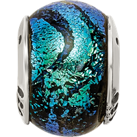 Sterling Silver Reflections Green Dichroic Glass Bead view 4
