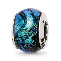 Sterling Silver Reflections Green Dichroic Glass Bead view 1