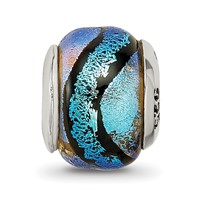 Sterling Silver Reflections Blue Dichroic Glass Bead view 3