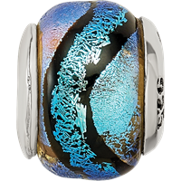 Sterling Silver Reflections Blue Dichroic Glass Bead view 4