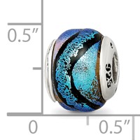 Sterling Silver Reflections Blue Dichroic Glass Bead view 5