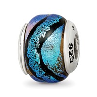 Sterling Silver Reflections Blue Dichroic Glass Bead view 1