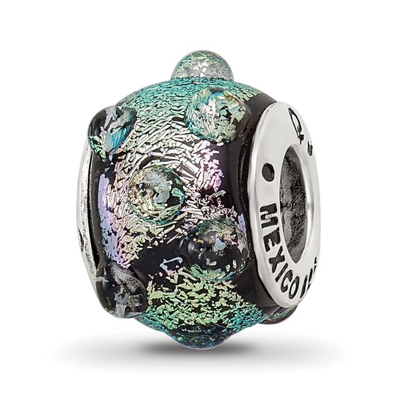 Sterling Silver Reflections Purple Dichroic Glass Bead