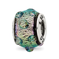 Sterling Silver Reflections Purple Dichroic Glass Bead view 1