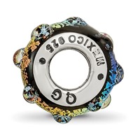 Sterling Silver Reflections Rainbow Dichroic Glass Bead view 2