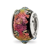 Sterling Silver Reflections Rainbow Dichroic Glass Bead view 1