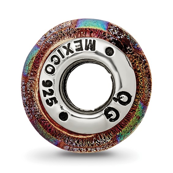 Sterling Silver Reflections Orange Dichroic Glass Bead