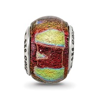 Sterling Silver Reflections Orange Dichroic Glass Bead view 3