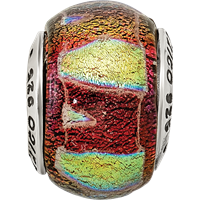 Sterling Silver Reflections Orange Dichroic Glass Bead view 4