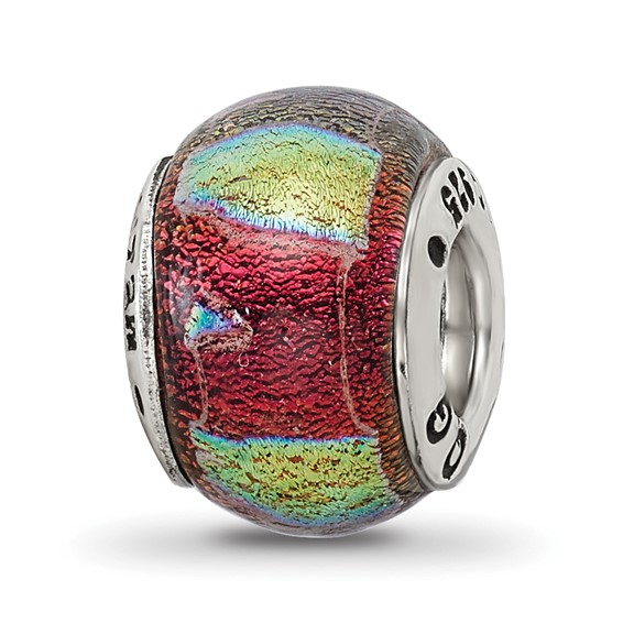 Sterling Silver Reflections Orange Dichroic Glass Bead