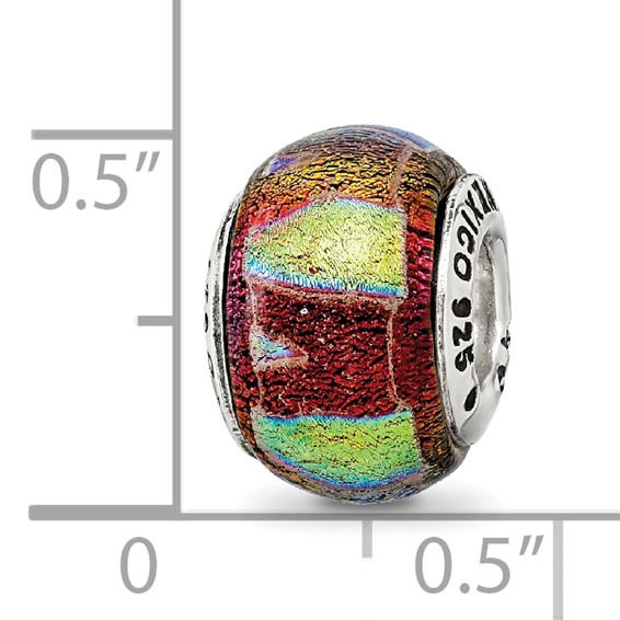 Sterling Silver Reflections Orange Dichroic Glass Bead