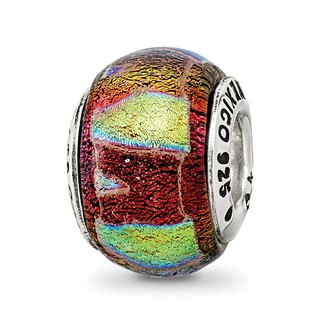 Sterling Silver Reflections Orange Dichroic Glass Bead