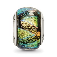 Sterling Silver Reflections Green Dichroic Glass Bead view 3