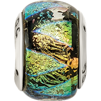 Sterling Silver Reflections Green Dichroic Glass Bead view 4