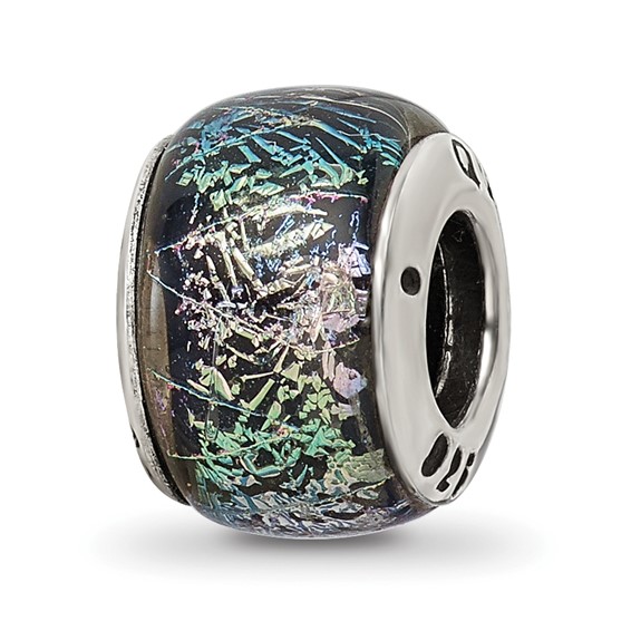 Sterling Silver Reflections Rainbow Dichroic Glass Bead