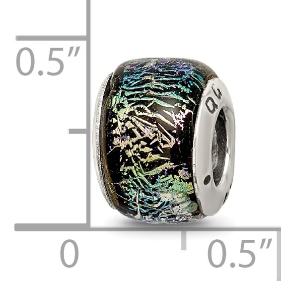 Sterling Silver Reflections Rainbow Dichroic Glass Bead