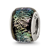 Sterling Silver Reflections Rainbow Dichroic Glass Bead view 1
