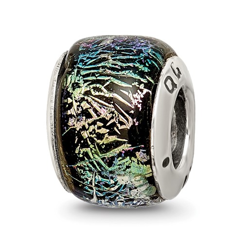 Sterling Silver Reflections Rainbow Dichroic Glass Bead