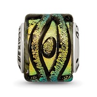 Sterling Silver Reflections Yellow Dichroic Glass Bead view 3
