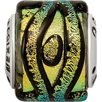 Sterling Silver Reflections Yellow Dichroic Glass Bead view 4