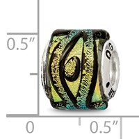Sterling Silver Reflections Yellow Dichroic Glass Bead view 5