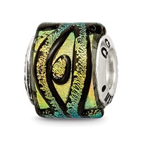Sterling Silver Reflections Yellow Dichroic Glass Bead view 1